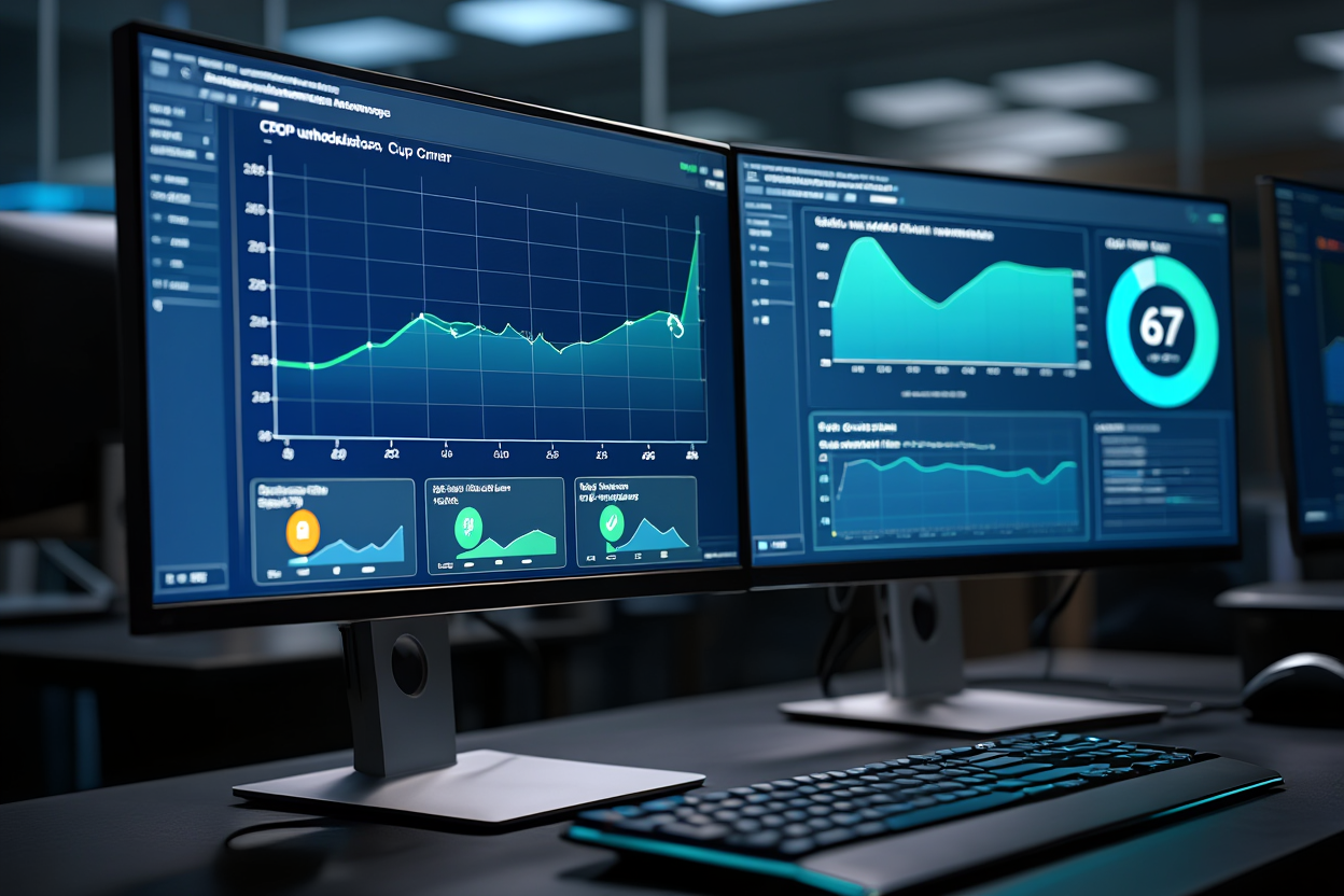 Gerçek zamanlı sunucu performans izleme ekranı — CPU kullanım grafiği ve ağ metrikleri